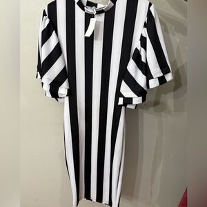 Love Black and White Striped Midi Dress